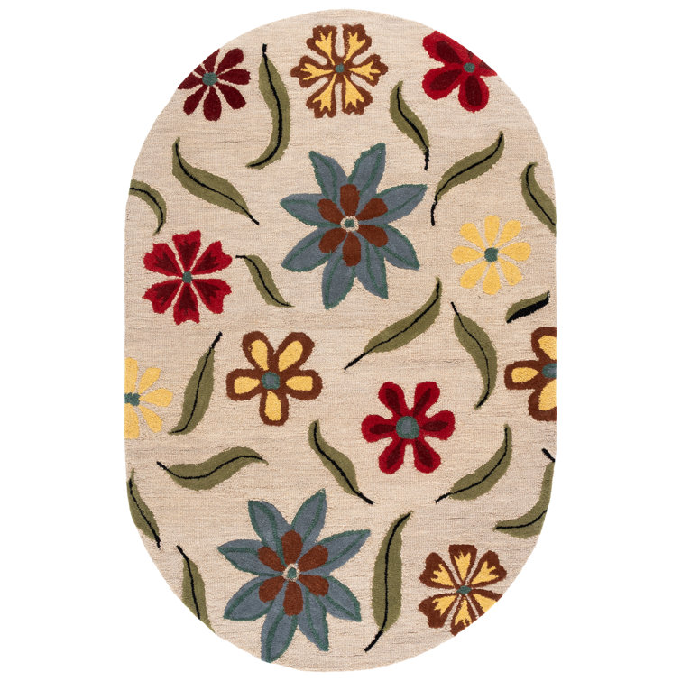 Emrick Hand Hooked Wool Floral Rug