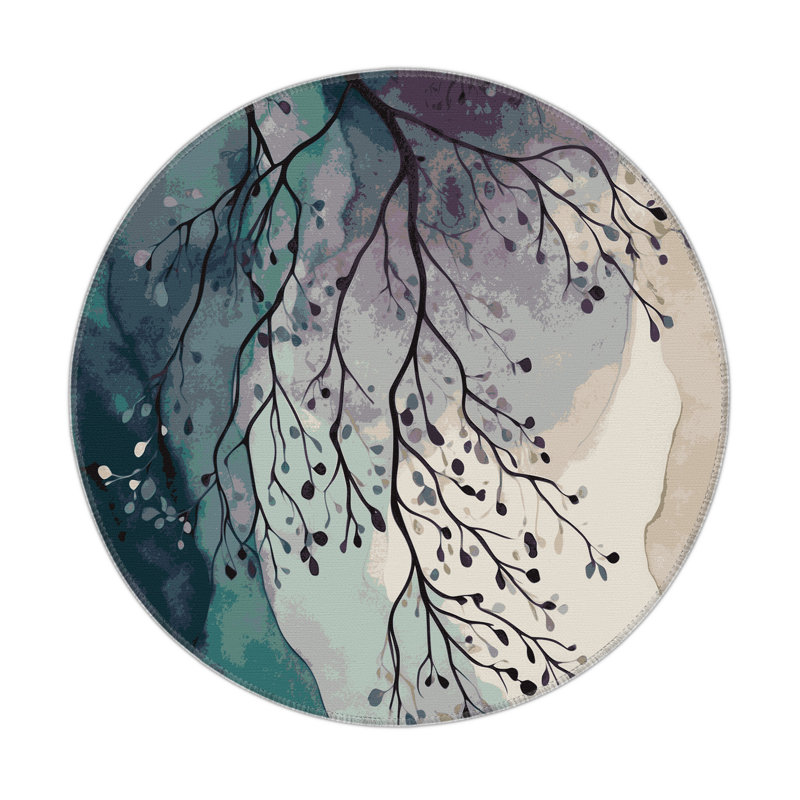 Azure Tangle Indoor And Outdoor Area Rug, Round 5'