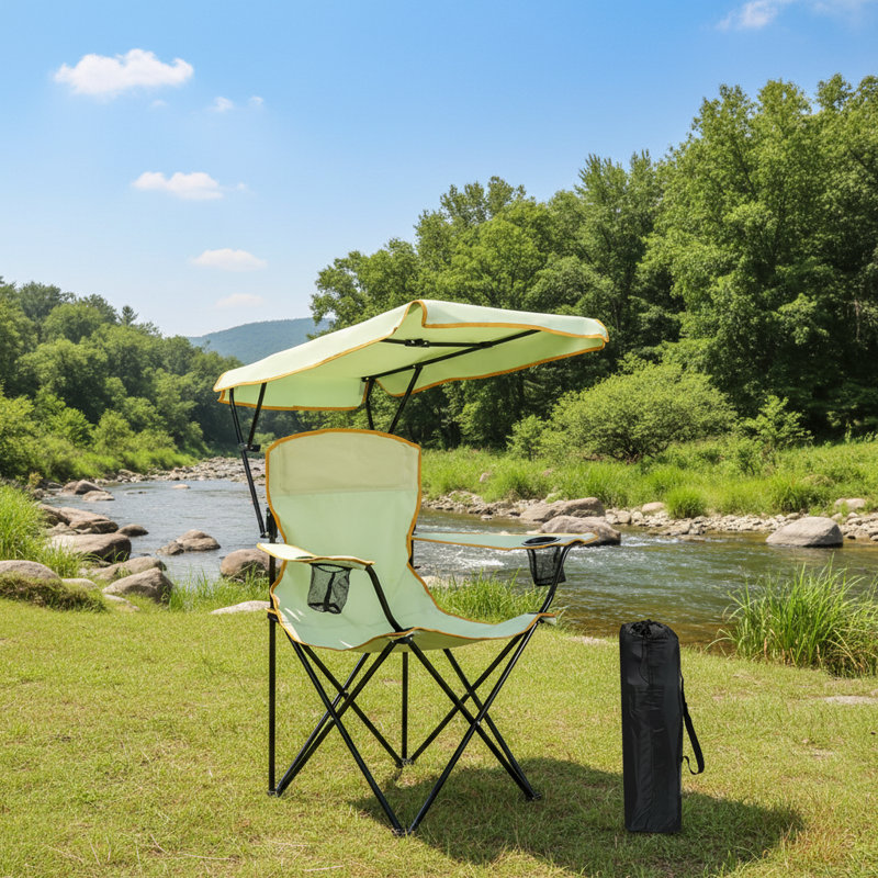 Green Outdoor Canopy Beach Chair Oversized Lightweight Portable Easy Open Side Pocket Multi Occasion Use, Green, 1