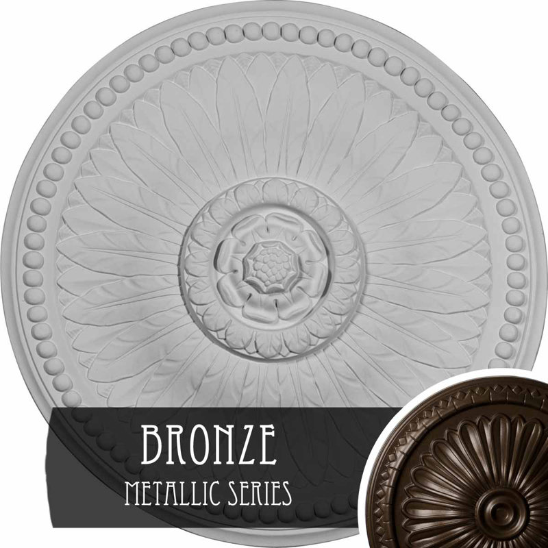 Endurathane Granada Ceiling Medallion, 19"OD x 1 1/2"P (Fits Canopies up to 7 1/8"), Hand-Painted Gold Finish, Bronze