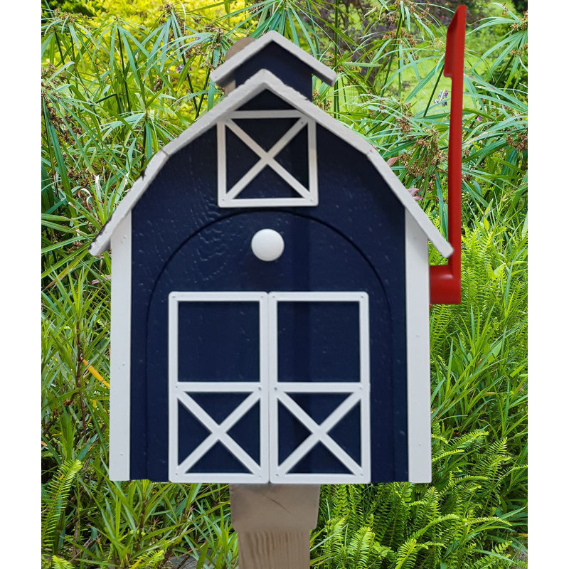 Ensemble de boîte aux lettres et poteaux Amish, Noir, Bleu marine