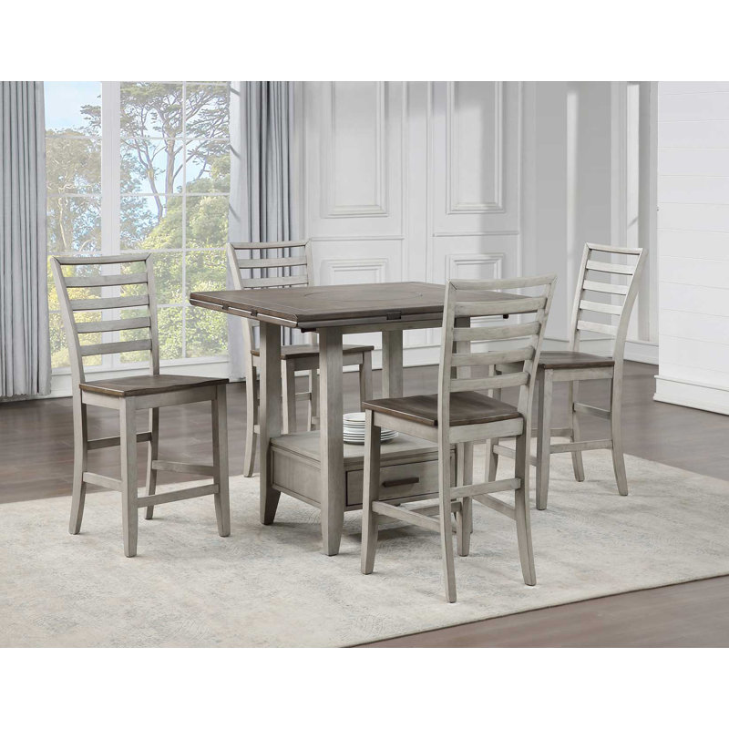 Abacus 5-Piece Counter Drop-Leaf Dining Set(Table & 4 Chairs)