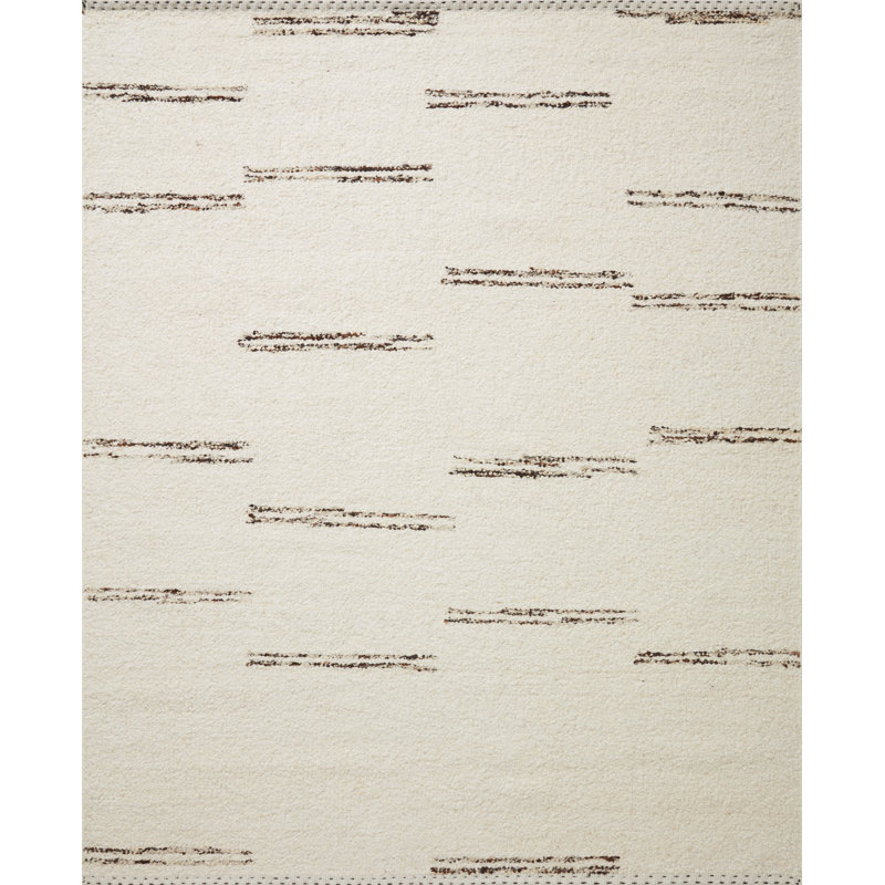 Roman Wool Area Rug in Beige, Rectangle 5'6" x 8'6"