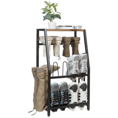 Étagère de rangement pour chaussures en bois d'acacia