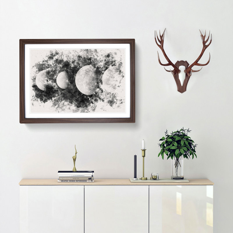 Moons of Jupiter - Picture Frame Painting Print, 36cm H x 48cm W x 2cm D, Walnut Framed
