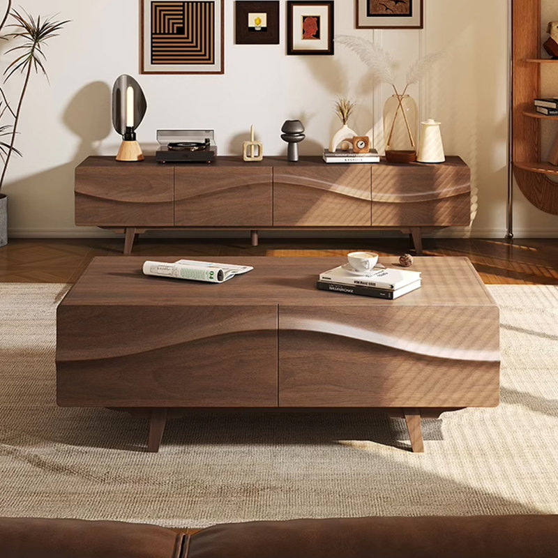 Walnut coffee table and TV cabinet