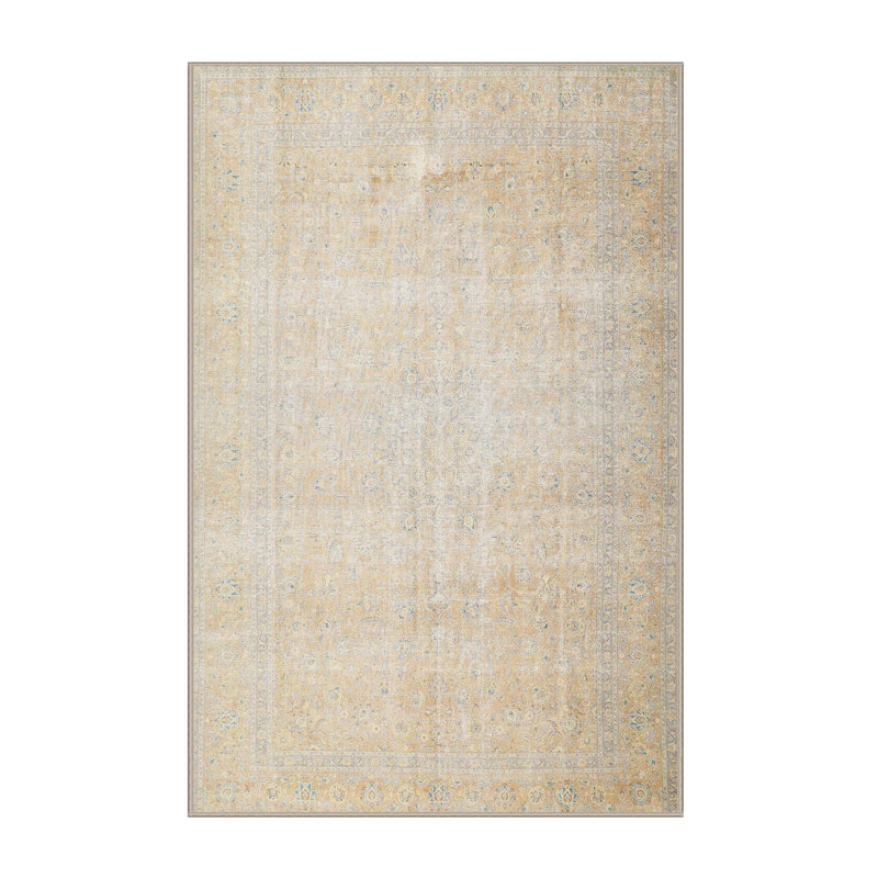 Tapis traditionnel beige / noir, Rectangle 4 pi x 6 pi