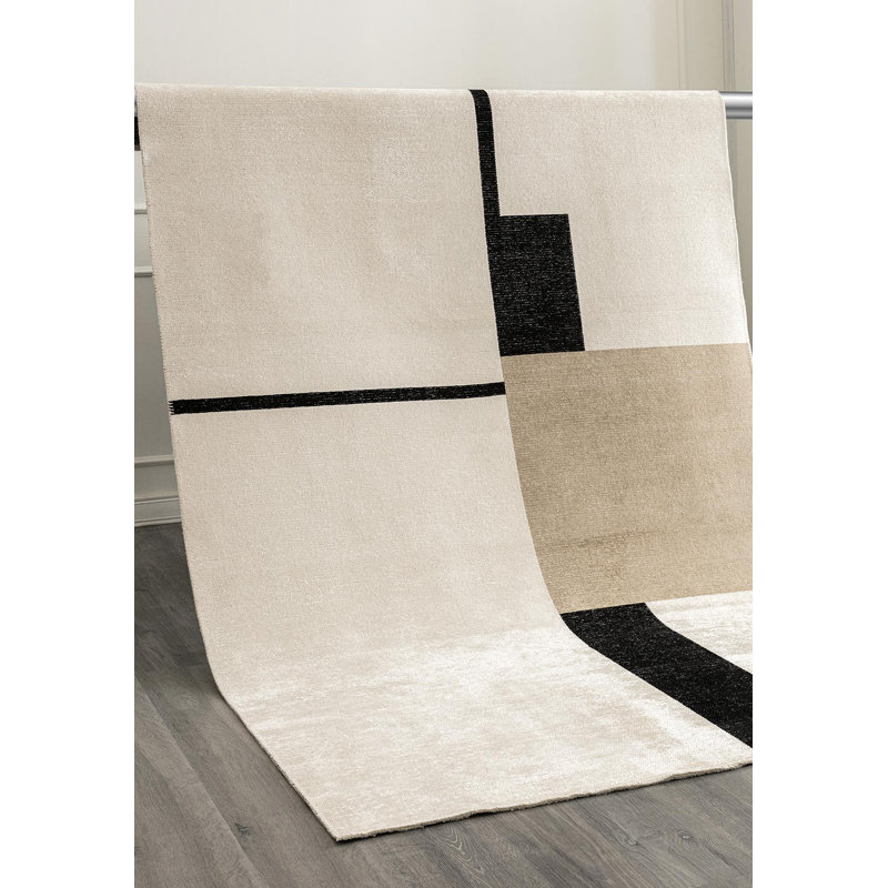 Tapis abstrait à panneaux abstraits, Rectangle 6 pi 7 po x 8 pi 3 po