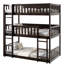 Lit superposé triple, simple au-dessus d'un lit simple, en bois d'hévéa, détachable, avec échelles pour lit scandinave, garde-corps et échelles amovibles, bois