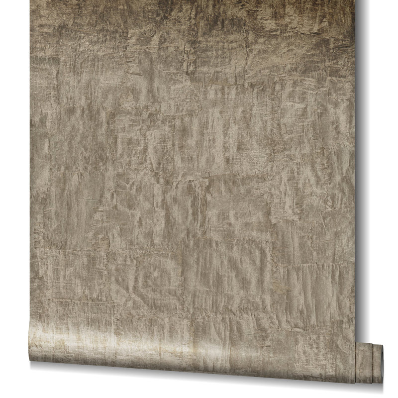 Earth Collection Textured Bark Sheen Wallpaper Roll, Brown