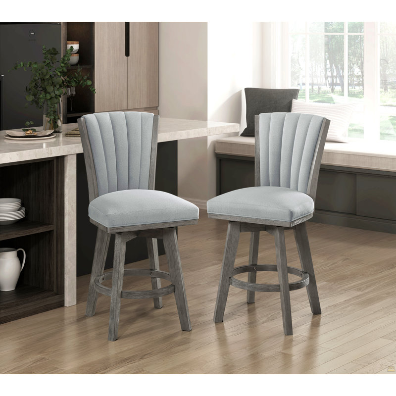 Ensemble de 2 chaises à hauteur de comptoir pivotantes en tissu capitonné