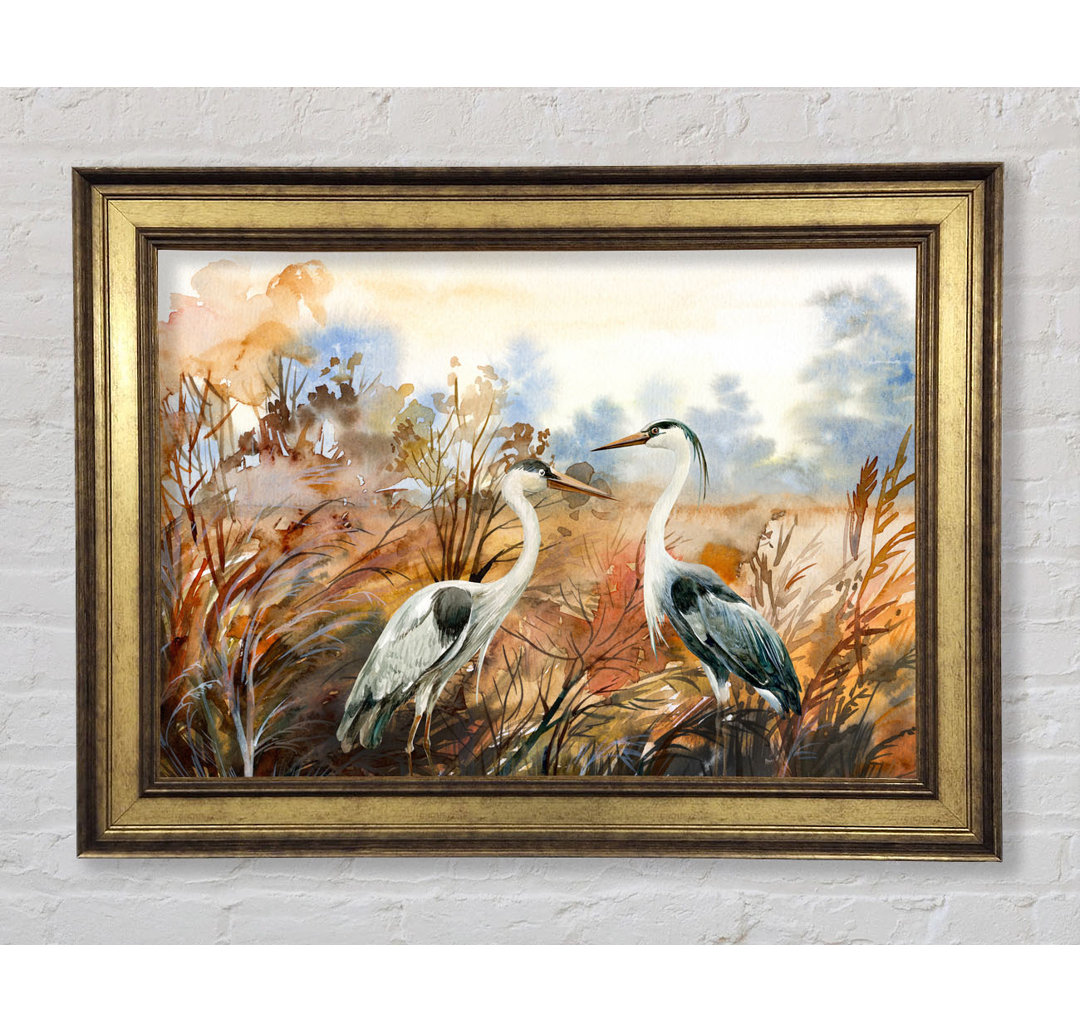 Herons In The Pond - Einzelne Bilderrahmen Kunstdrucke