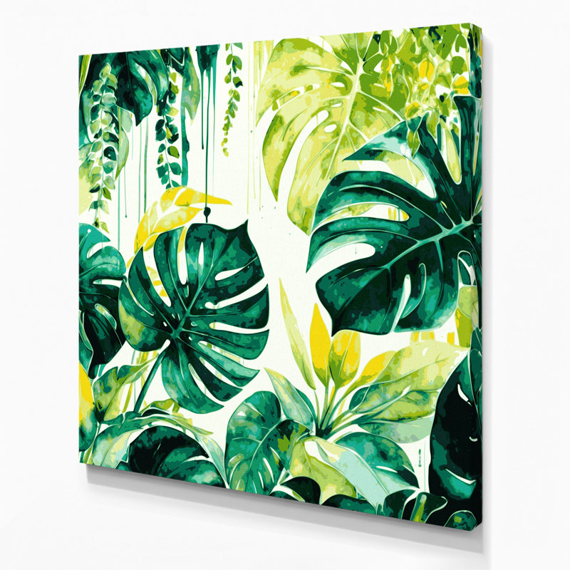 Hawaiian Foliage Greens Green Canvas Wall Art, 16" H x 16" W