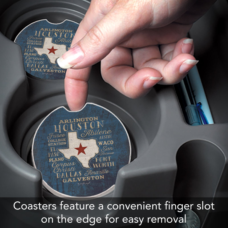 Trinx Texas Cities Absorbent Stone Car Coaster 1 Pack