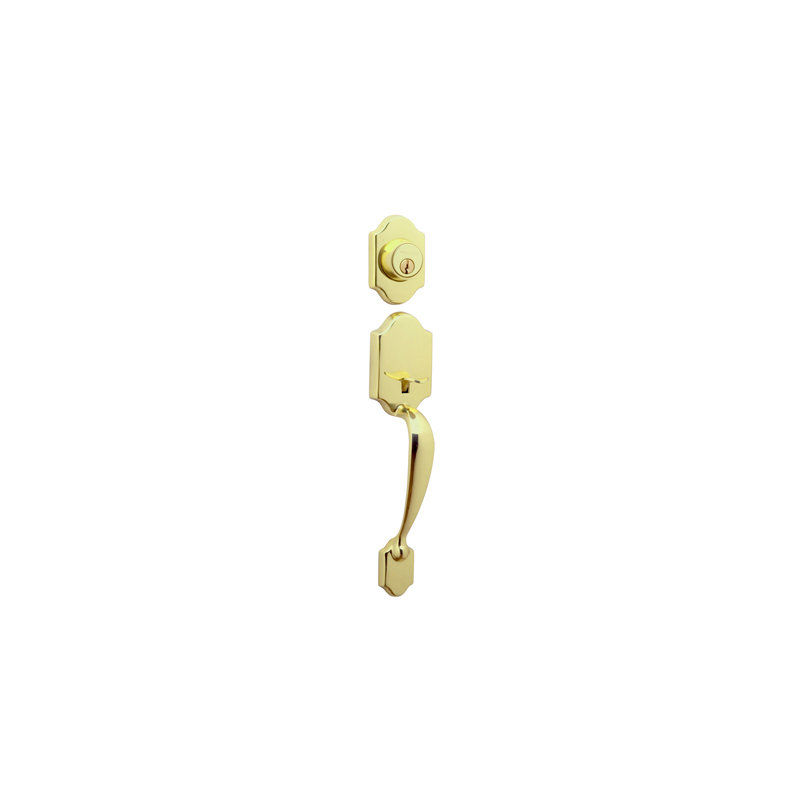 Exterior Portion Handleset and Deadbolt (Interior Portion Sold Separately), Bright Brass