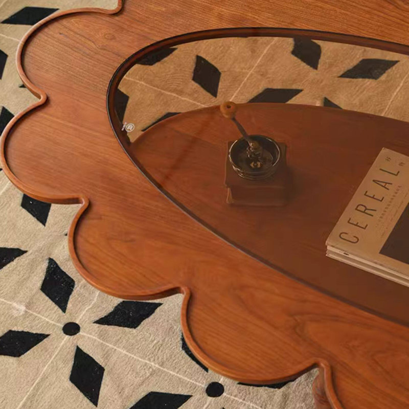 Retro Petal-shaped Cherry Wood Coffee Table 51.18