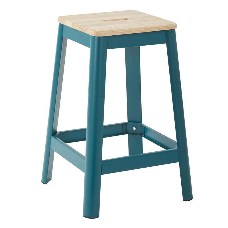 Tabouret de comptoir bar & Achilles, Blanc, Bois clair, Tabouret de bar (siège d'une hauteur de 29,5 po)
