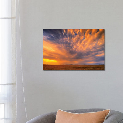 Canada, Manitoba, Inglis. Sunset On Prairie. - Wrapped Canvas Print