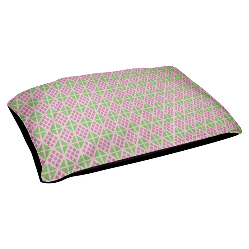Coussin diamants Byrge, Très grand (l 52 po x P 42 po x H 17 po), Rose / vert / corail pâle