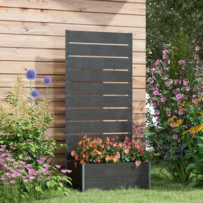 Jardinière surélevée Padegs avec treillis, jardinière sur pied, noire, 59" H x 28.25" W x 15" D, Noir
