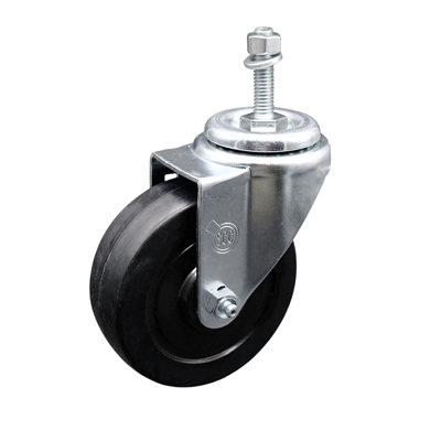 4 Inch SS Soft Rubber Wheel Swivel 3/8 Inch Threaded Stem Caster Service Caster
