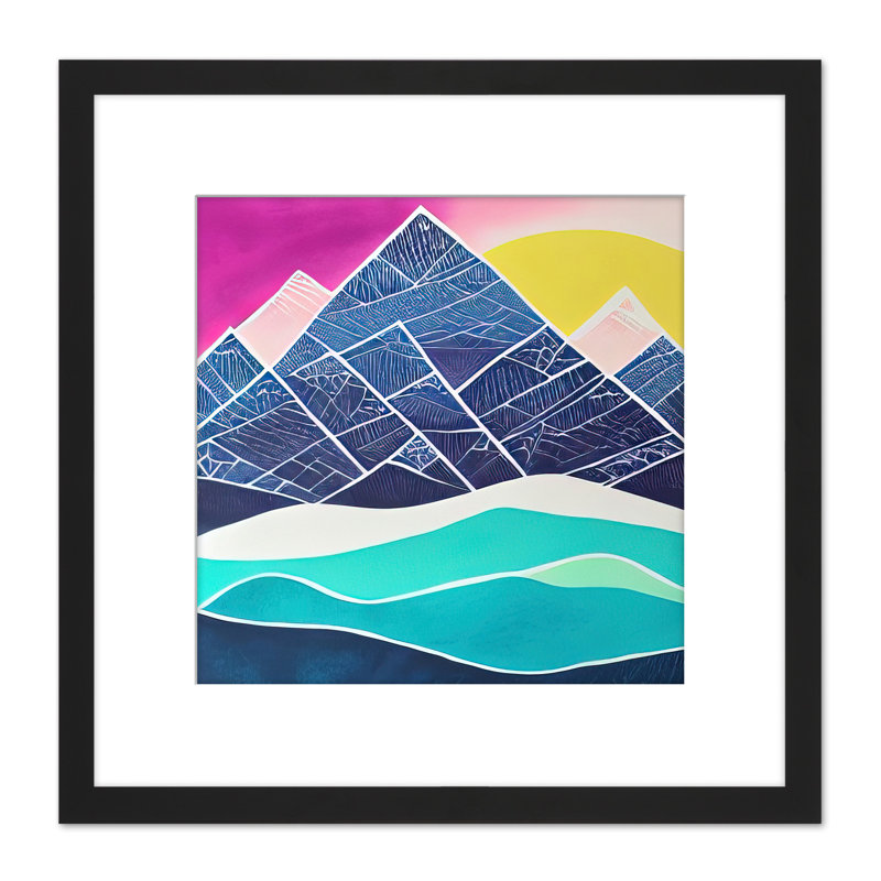 Mountain Peak Landscape Winter Sun Boho - Single Picture Frame Painting