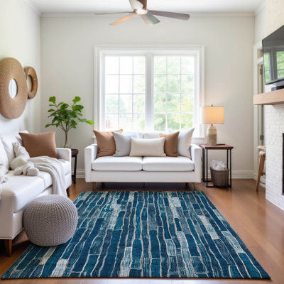Premium Machine Washable Kumbhar AMF1301 Stripes Rug