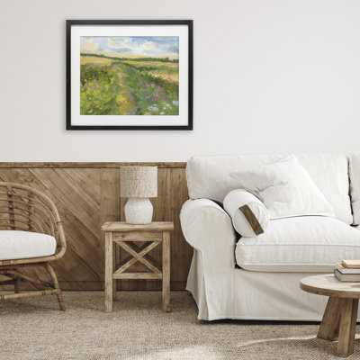 Windswept Flower Field, reproduction encadrée sous verre, design par Victoria Barnes