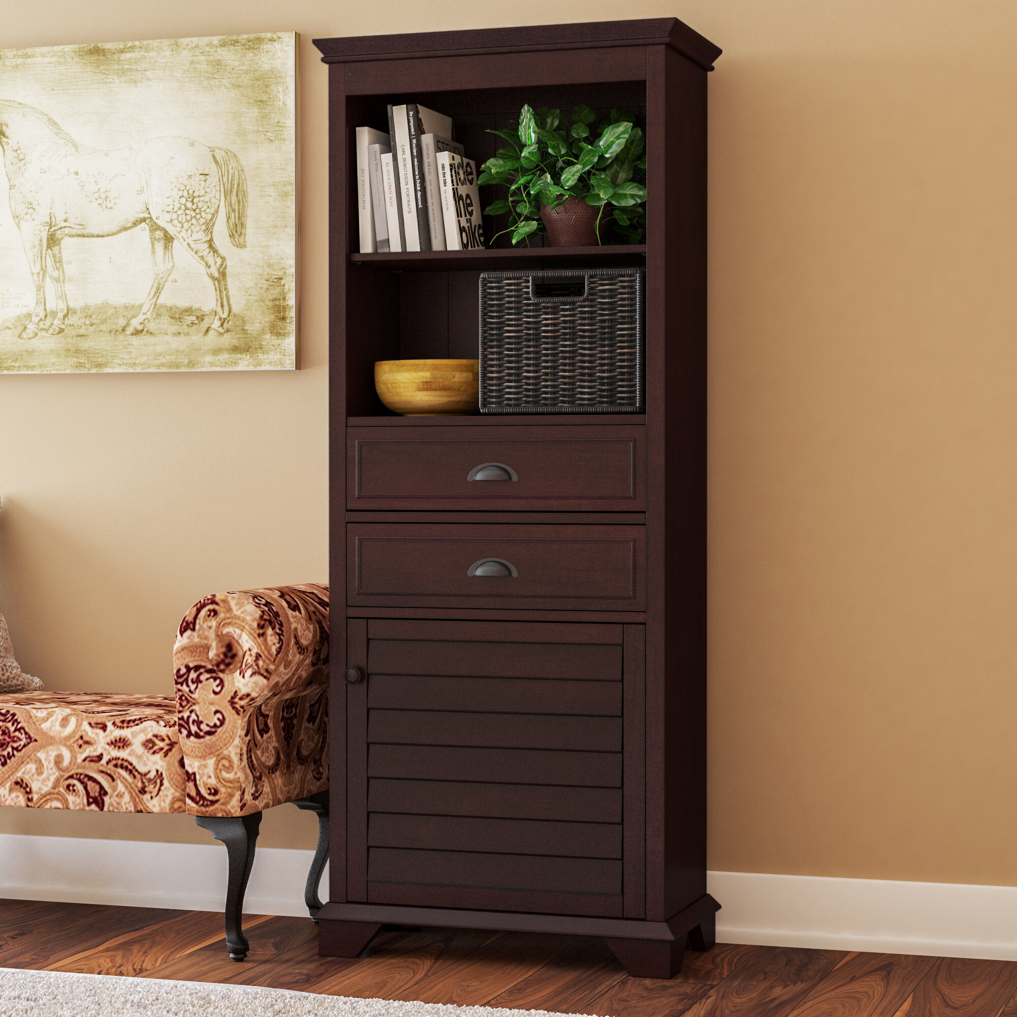 Elegant Home Fashions Amanda Large Linen Cabinet, Brown