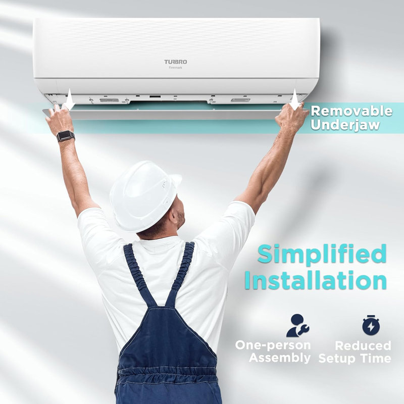 TURBRO 12,000 BTU White Ductless Mini Split Inverter AC with Heat Pump
