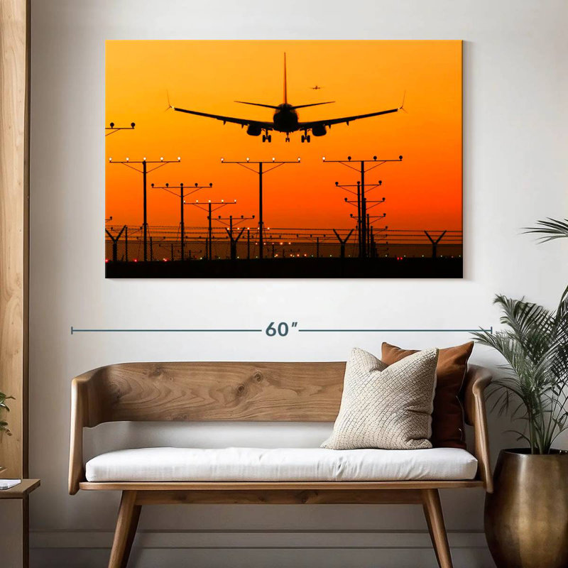 Mehar Airport Landing Silhouette, 34" H x 51" W