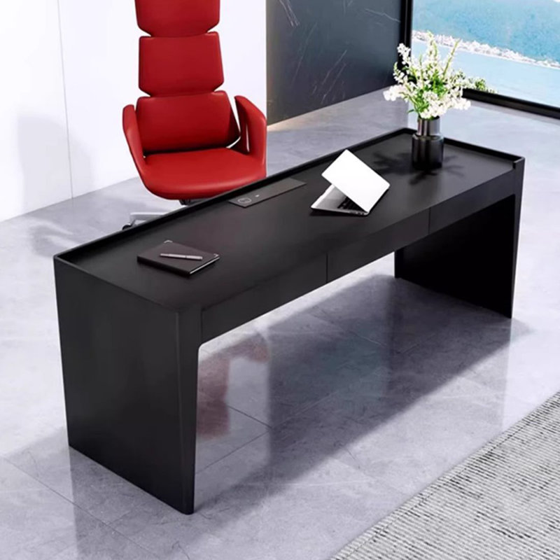Bureau moderne et simple avec tiroirs, H 29,53 po x l 86,61 po x P 23,62 po, Ebony