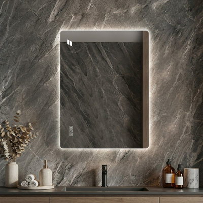 Miroir de salle de bain 24 * 32 pouces avec lumières à DEL avant et rétro-éclairé, miroirs de salle de bain anti-buée pour montage mural, 3 couleurs et 5 niveaux d'intensité variable