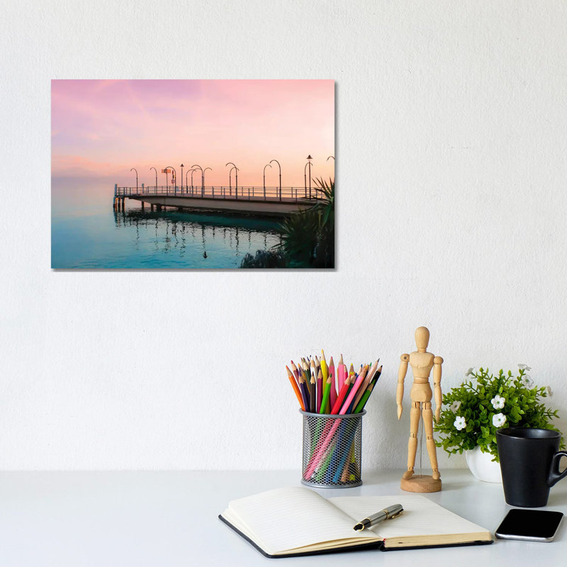 Along Geneva Lake At Sunset by Beli - Wrapped Canvas Print, 20.32 cm H x 30.48 cm W
