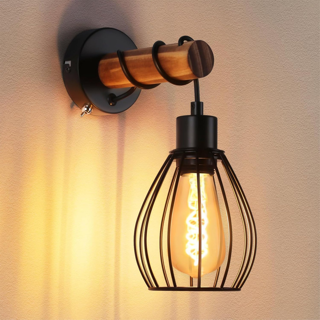 1-Light Black Armed Sconce