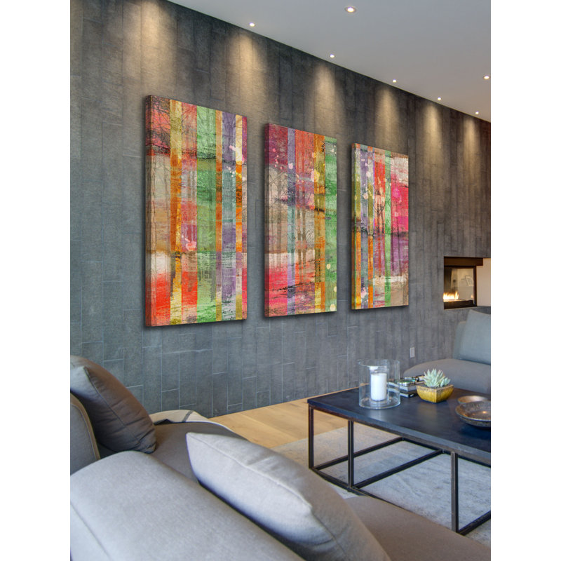 « multi-season trees triptyque », reproduction d’art sur toile tendue, 24 po x 36 po