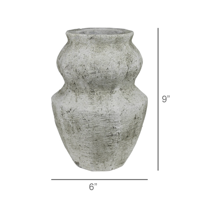 Vase Toullon, ciment blanc - Lrg