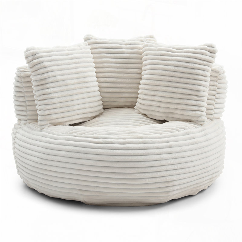 Grande chaise en velours côtelé avec bourre, Beige