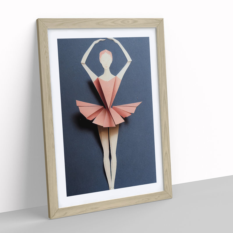 Paper Ballerina Dancer - Single Picture Frame Print, 64cm H x 46cm W x 2cm D, Oak Framed