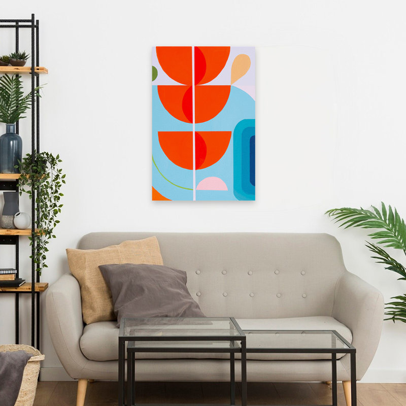 Courir vers le soleil 10 - Art moderne Mid-Century abstrait, H 24 po x l 16 po