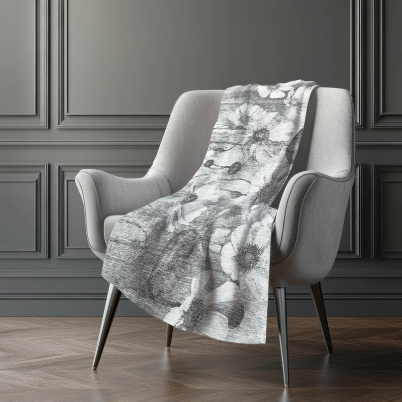 Jeté floral Sherpa ASB712 Addison, Gris