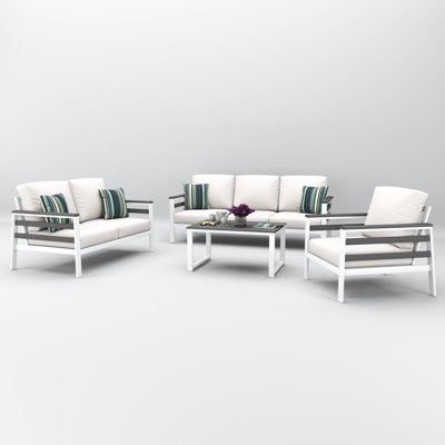 Townsend 4 Person Seating Group With Sunbrella Cushions by Birch Lane