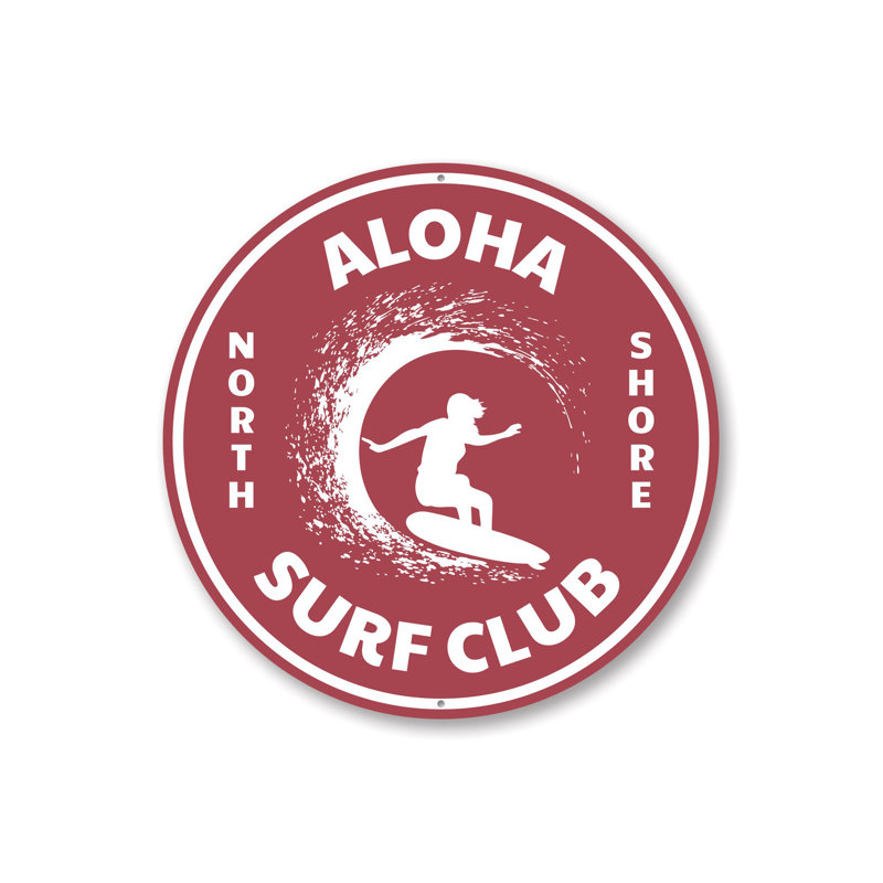 Panneau Aloha Surf Club, H 18 po x l 18 po x P 0,06 po