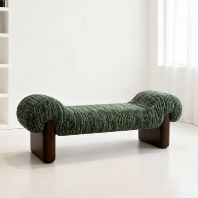 Green Solid Wood Upholstered Bench