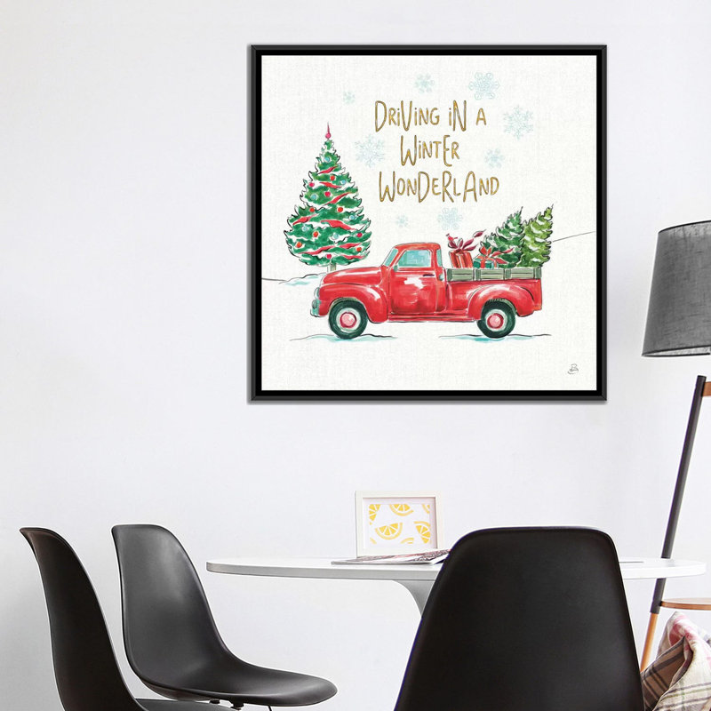 «Christmas in the Country IV», art textuel sur toile, H 26 po x l 26 po x P 1,5 po, Toile avec cadre noir, Pas de tapis