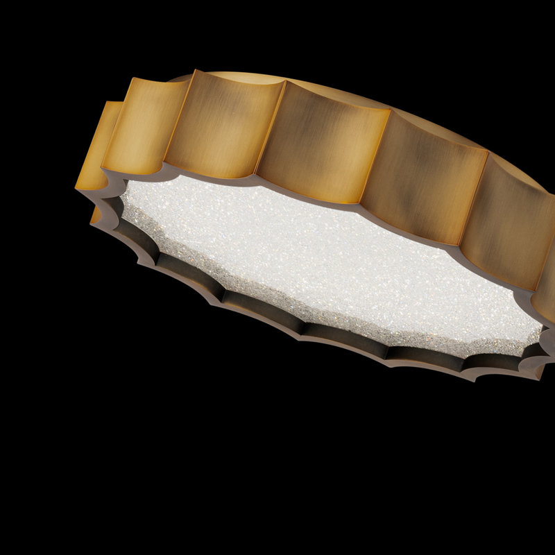 Tarte 1 Light Crystal LED Flush Mount, Aged Brass