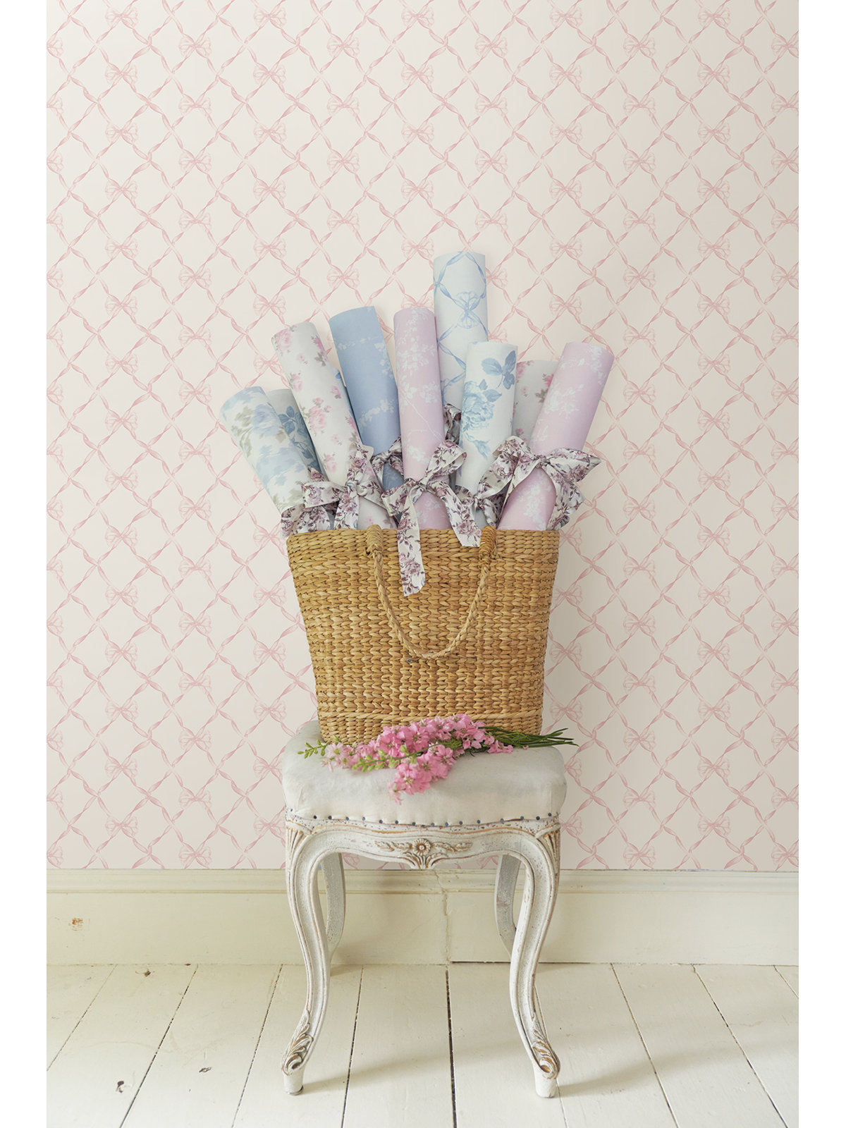 Baby Bow Peel & Stick Wallpaper Roll, Pink
