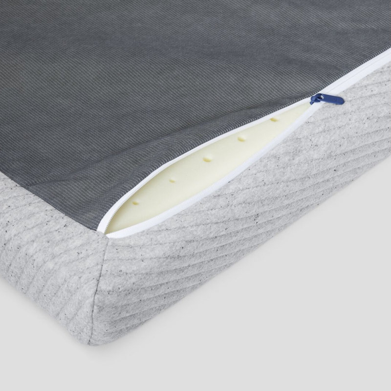 Queen Gray Foam Mattress Topper with Quilted Knit Cover