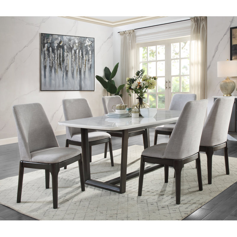 Vincent 6 - Person Faux Marble Top Trestle Dining Set
