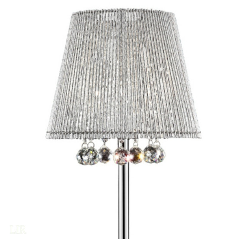 Lampe de table haute 27,5 ", accents argent et cristal, lampe de table